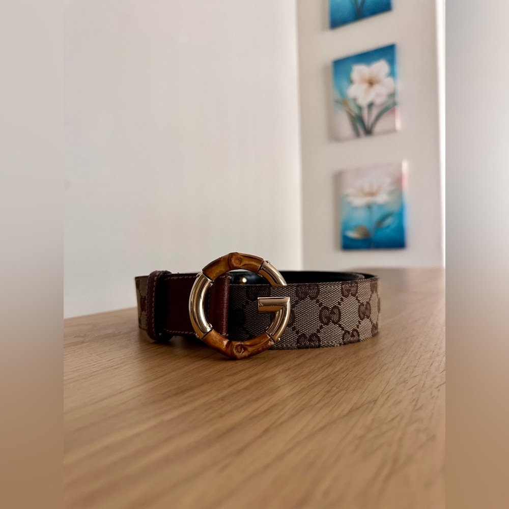 Gucci Monogram belt with a bamboo-style G buckle - Picture 7 of 7
